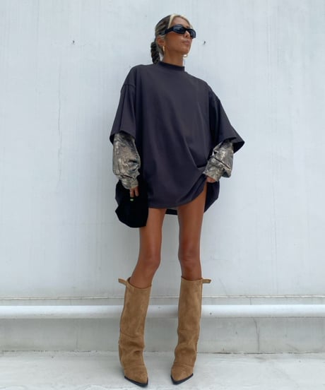 wide tee「mock neck」#161668