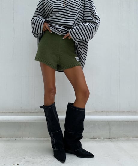 knit shorts「rib edge」#807010