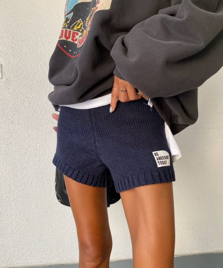 knit shorts「rib edge」#807010
