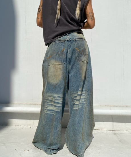 wide denim pt「dirty wash」#589163