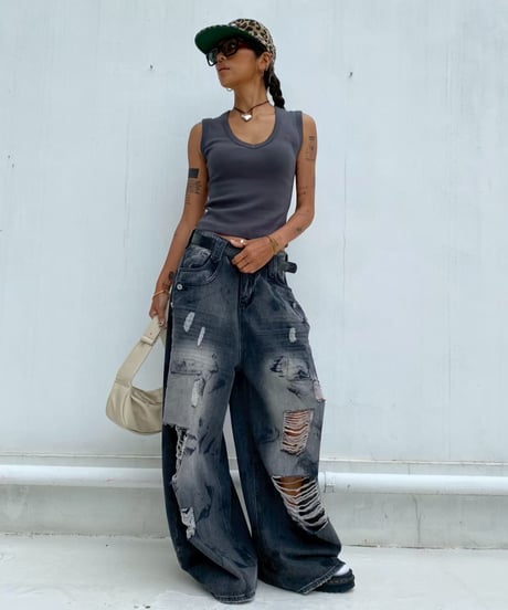 wide denim pt 「painting」#677164