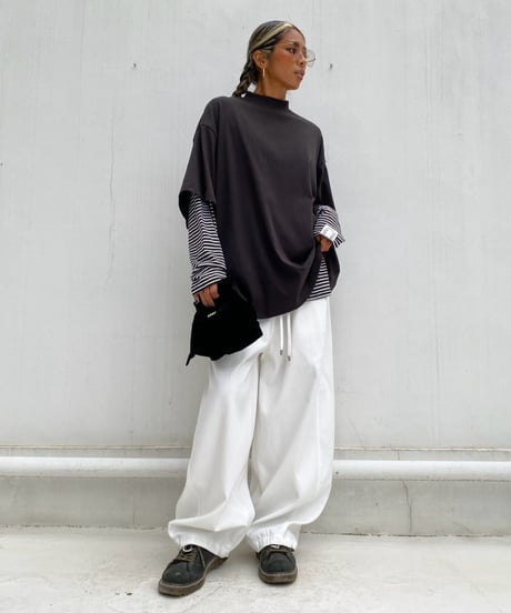 wide tee「mock neck」#161668