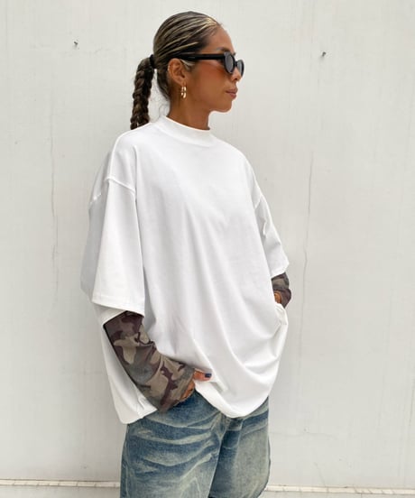 wide tee「mock neck」#161668