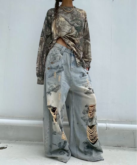 wide denim pt 「painting」#677164