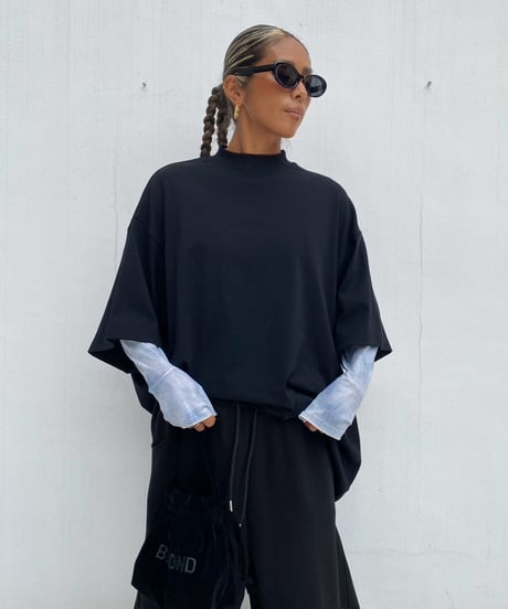 wide tee「mock neck」#161668