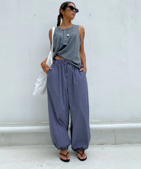 wide jogger pt「gingham」#6323965