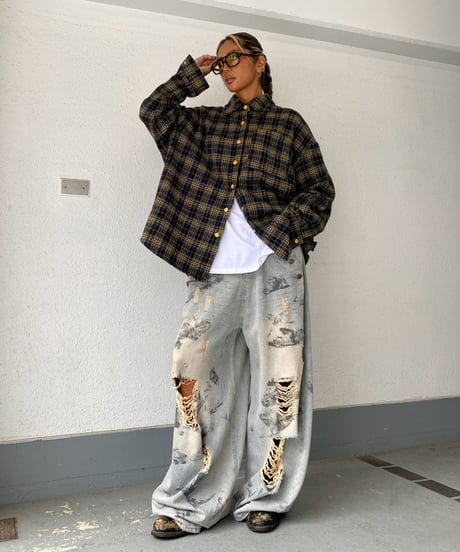 wide denim pt 「painting」#677164