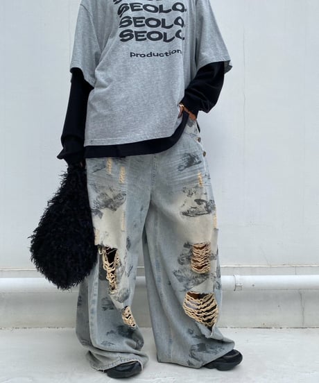 wide denim pt 「painting」#677164
