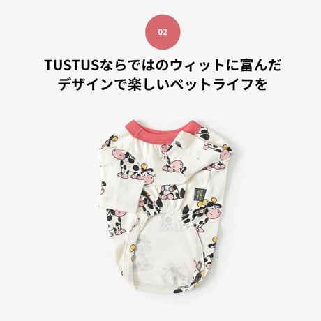 TUSTUS MILK COW PATTERN Tシャツ