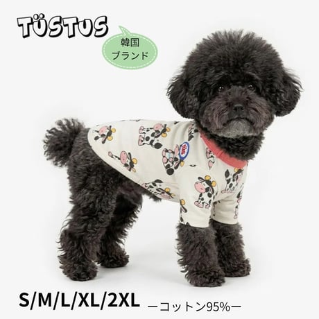 TUSTUS MILK COW PATTERN Tシャツ