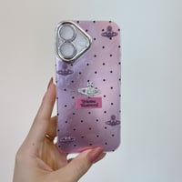 在庫処分SALE｜ドット柄ピンクiPhoneケース