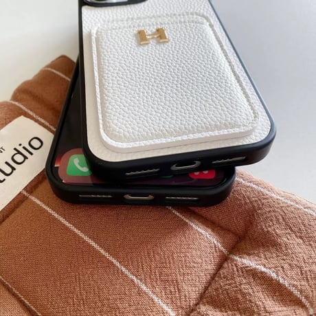 【お取り寄せ】カードポケット付き シボ調iPhoneケース｜全12色