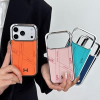 【お取り寄せ】リボン柄×メタリックフレーム iPhoneケース｜全4色