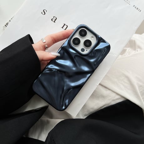 【お取り寄せ】立体ウェーブ メタリックiPhoneケース｜全4色