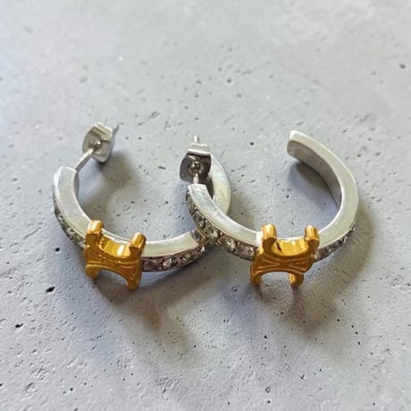 ゴールドモチーフ＆ストーン フープピアス