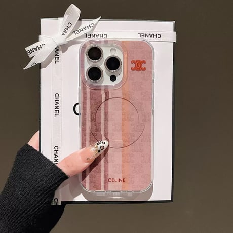 【在庫限り・半額SALE】ピンクストライプ iPhoneケース｜13・15 Pro用