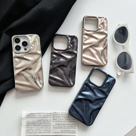 【お取り寄せ】立体ウェーブ メタリックiPhoneケース｜全4色
