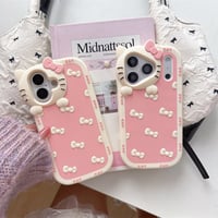 【お取り寄せ】立体ねこ＆リボン シリコンiPhoneケース｜全3色