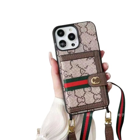 【お取り寄せ】カード収納付き 総柄ショルダーiPhoneケース｜全4色