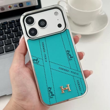 【お取り寄せ】リボン柄×メタリックフレーム iPhoneケース｜全4色