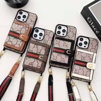 【お取り寄せ】カード収納付き 総柄ショルダーiPhoneケース｜全4色