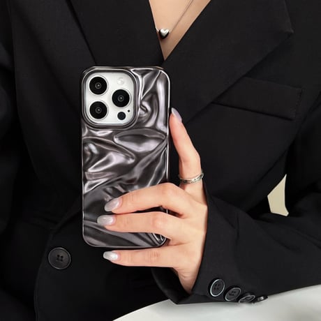 【お取り寄せ】立体ウェーブ メタリックiPhoneケース｜全4色