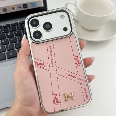【お取り寄せ】リボン柄×メタリックフレーム iPhoneケース｜全4色