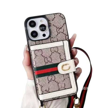 【お取り寄せ】カード収納付き 総柄ショルダーiPhoneケース｜全4色