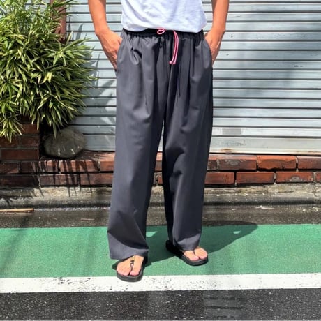 SLIDERSTORE  "極太イージーパンツ"  - ﾄﾛﾋﾟｶﾙｳｰﾙﾁｬｺｰﾙｽﾄﾗｲﾌﾟ -