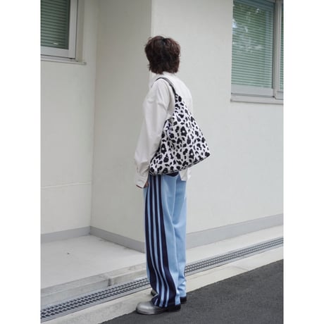 cow pattern faux fur hobo bag【white】
