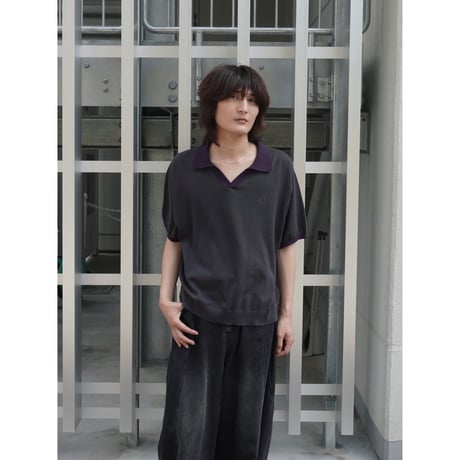 skipper knit polo【charcoal gray】