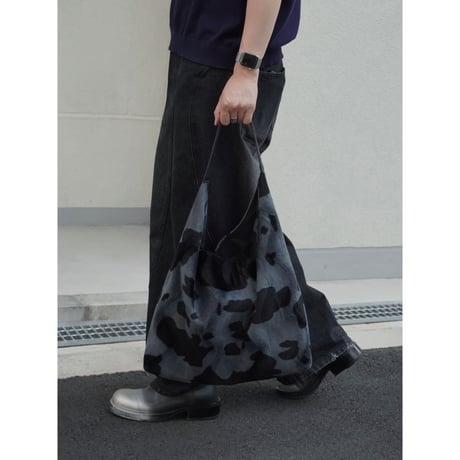 cow pattern faux fur hobo bag