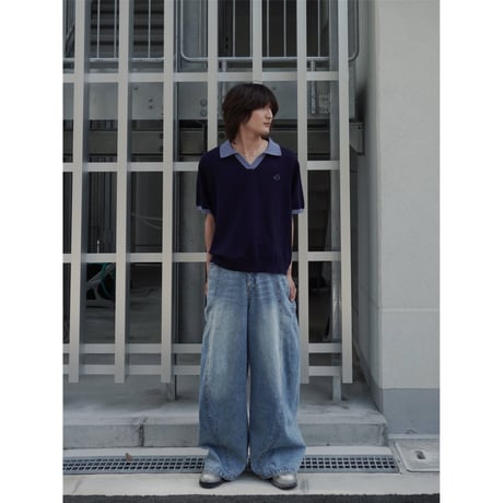 skipper knit polo【navy】