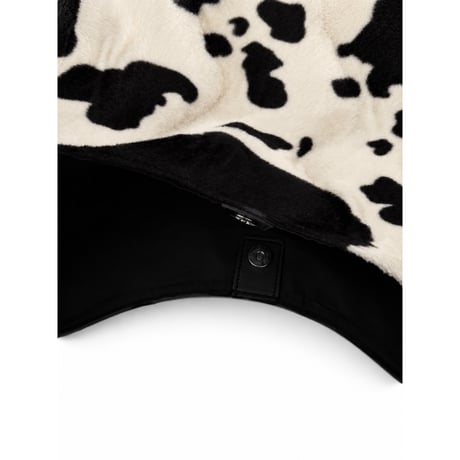 cow pattern faux fur hobo bag【white】