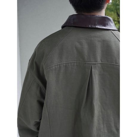 faux leather collar quilt-lined blouson【khaki】