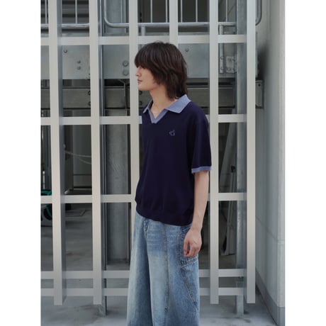 skipper knit polo【navy】