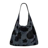 cow pattern faux fur hobo bag