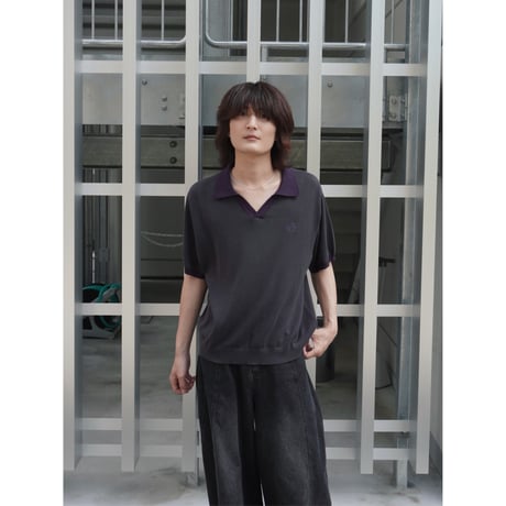 skipper knit polo【charcoal gray】
