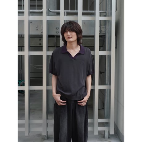 skipper knit polo【charcoal gray】