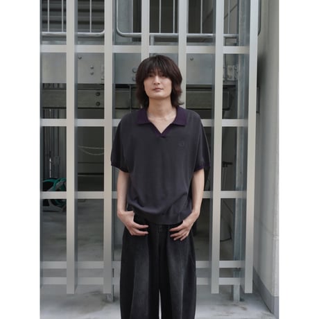 skipper knit polo【charcoal gray】