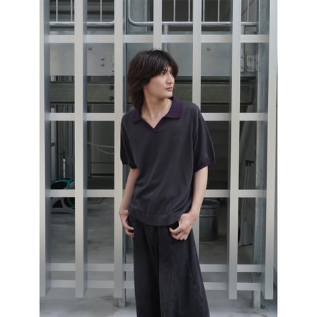skipper knit polo【charcoal gray】
