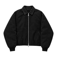 faux leather collar quilt-lined blouson【black】