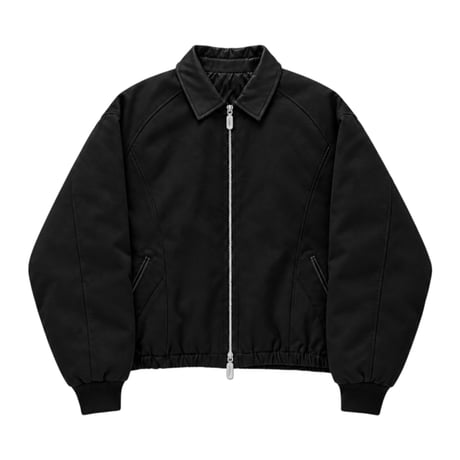 faux leather collar quilt-lined blouson【black】