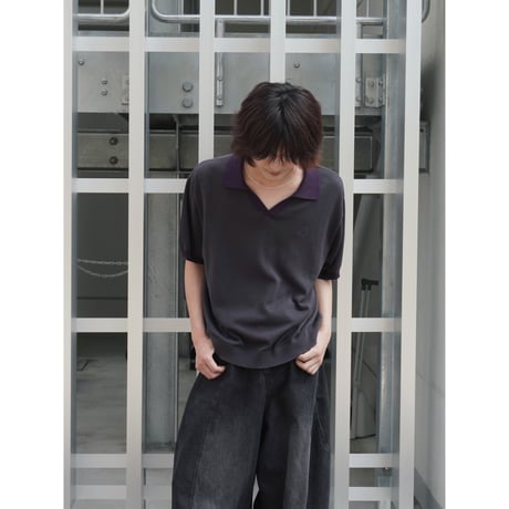 skipper knit polo【charcoal gray】