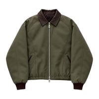 faux leather collar quilt-lined blouson【khaki】