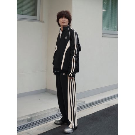 four line track pants【black】