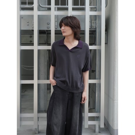 skipper knit polo【charcoal gray】