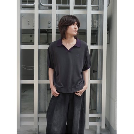 skipper knit polo【charcoal gray】