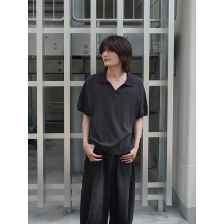 skipper knit polo【charcoal gray】