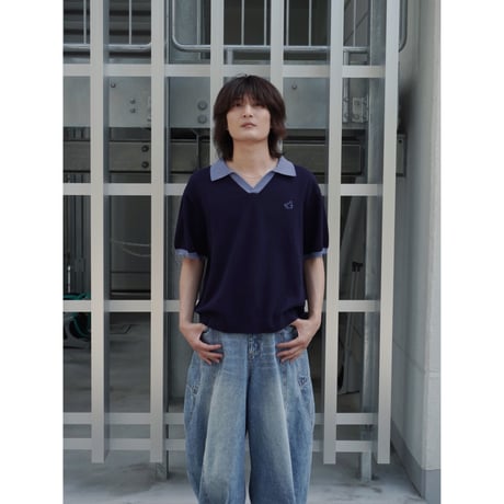 skipper knit polo【navy】